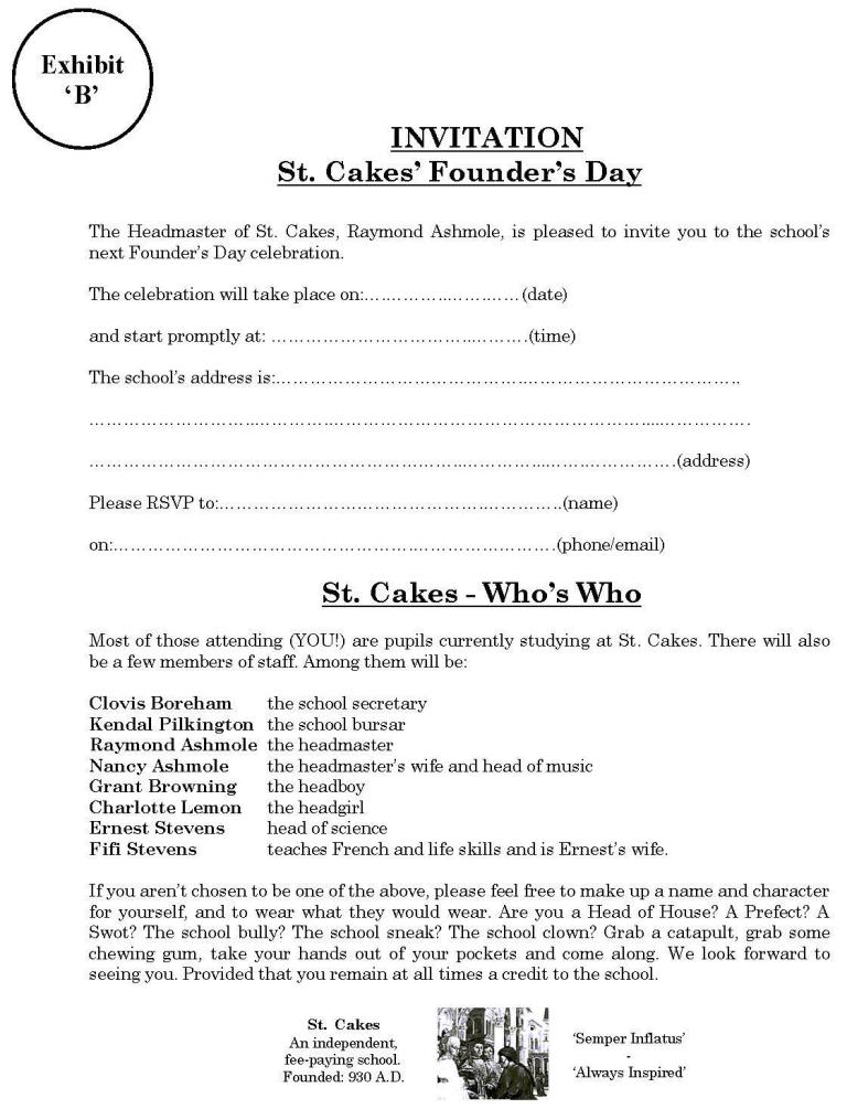 St. Cakes invite