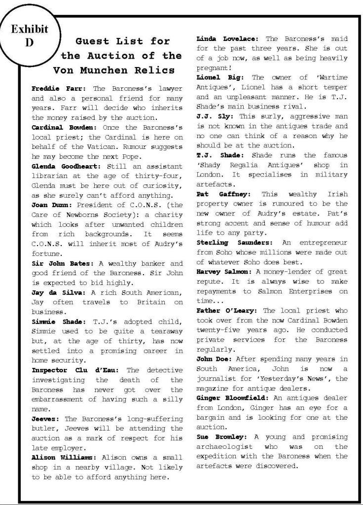 The Auction guest list Page 1
